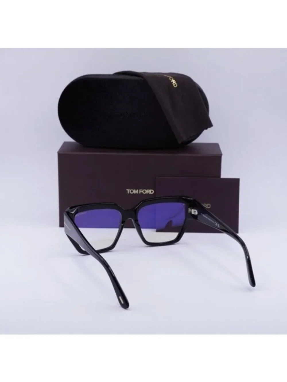 Tom Ford FT5951-B 001 Square Eyeglasses 54mm - Shiny Black/Blue Light block